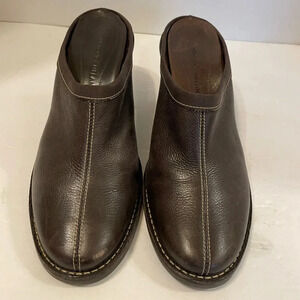 Antonio Melani Brown Leather Heel Clog Slip-on Shoes Size 8 1/2 M